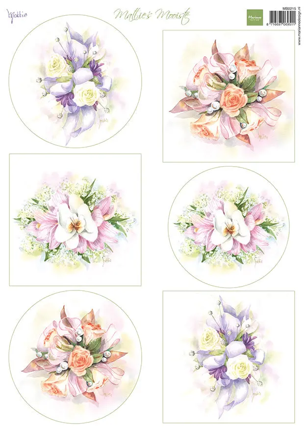 Marianne Design A4 Cutting Sheet - Mattie's Mooiste Romantic Bouquets 1