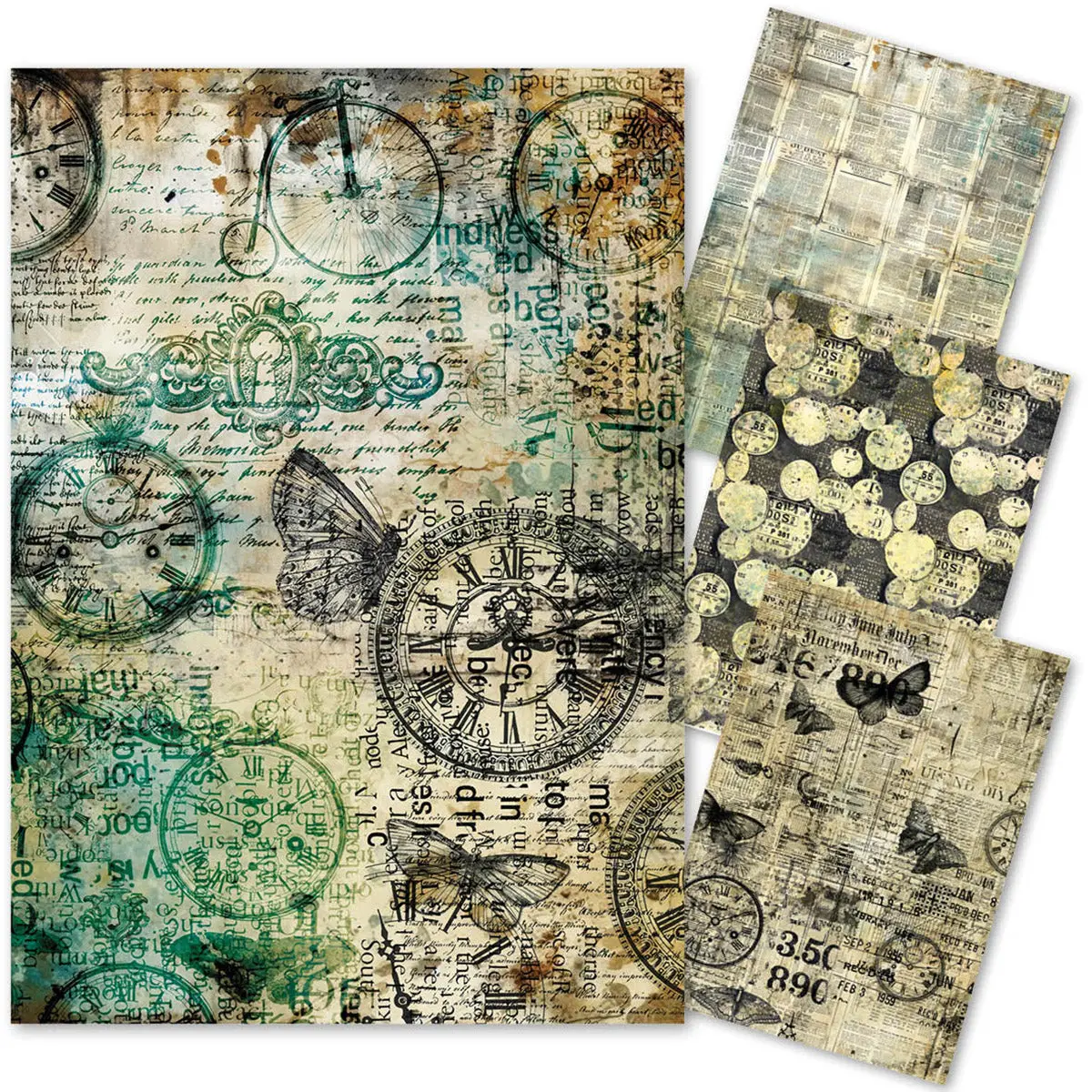 Mixed Media Rice Paper A4 Set 4/Pkg Time Capsule 1