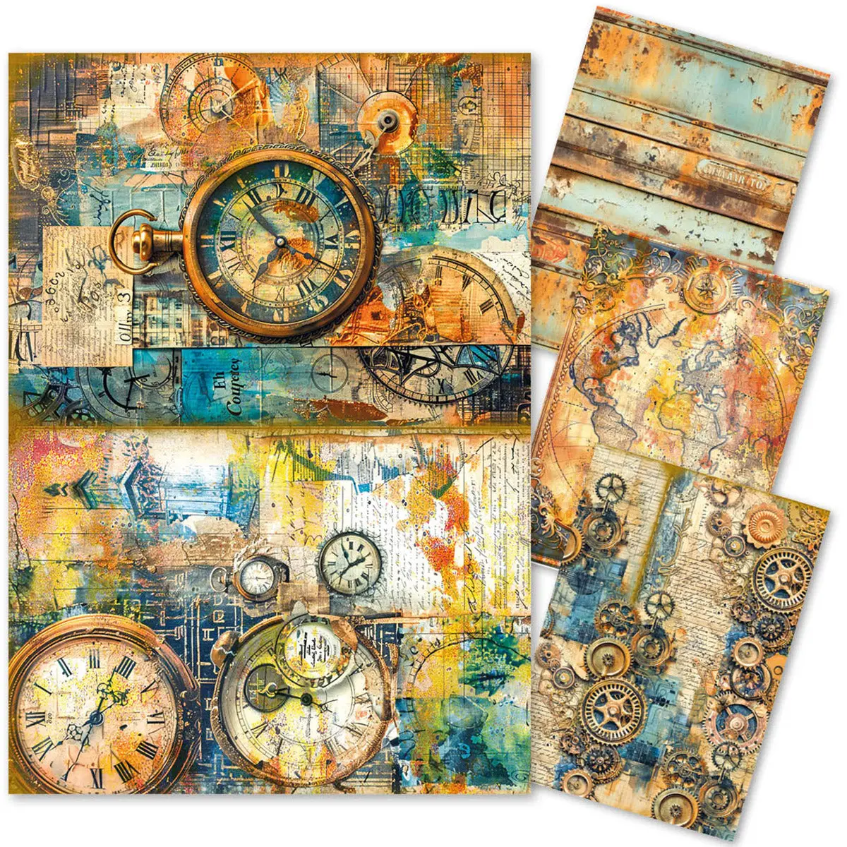 Mixed Media Rice Paper A4 Set 4/Pkg Past Time 1