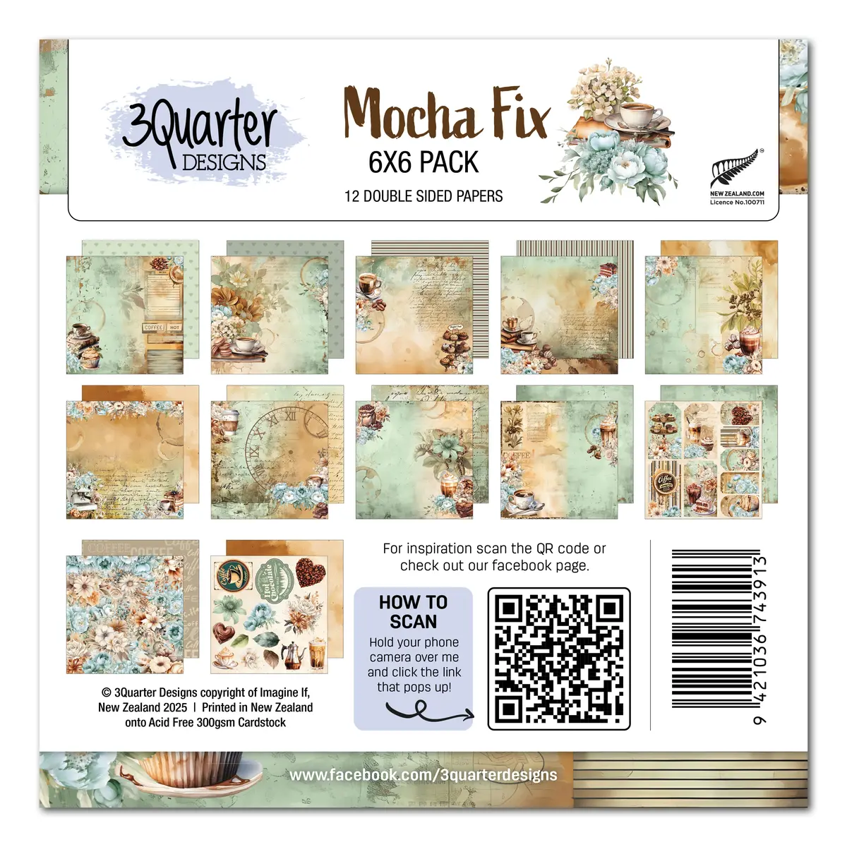 3Quarter Designs Mocha Fix 6X6 Paper Pack 1