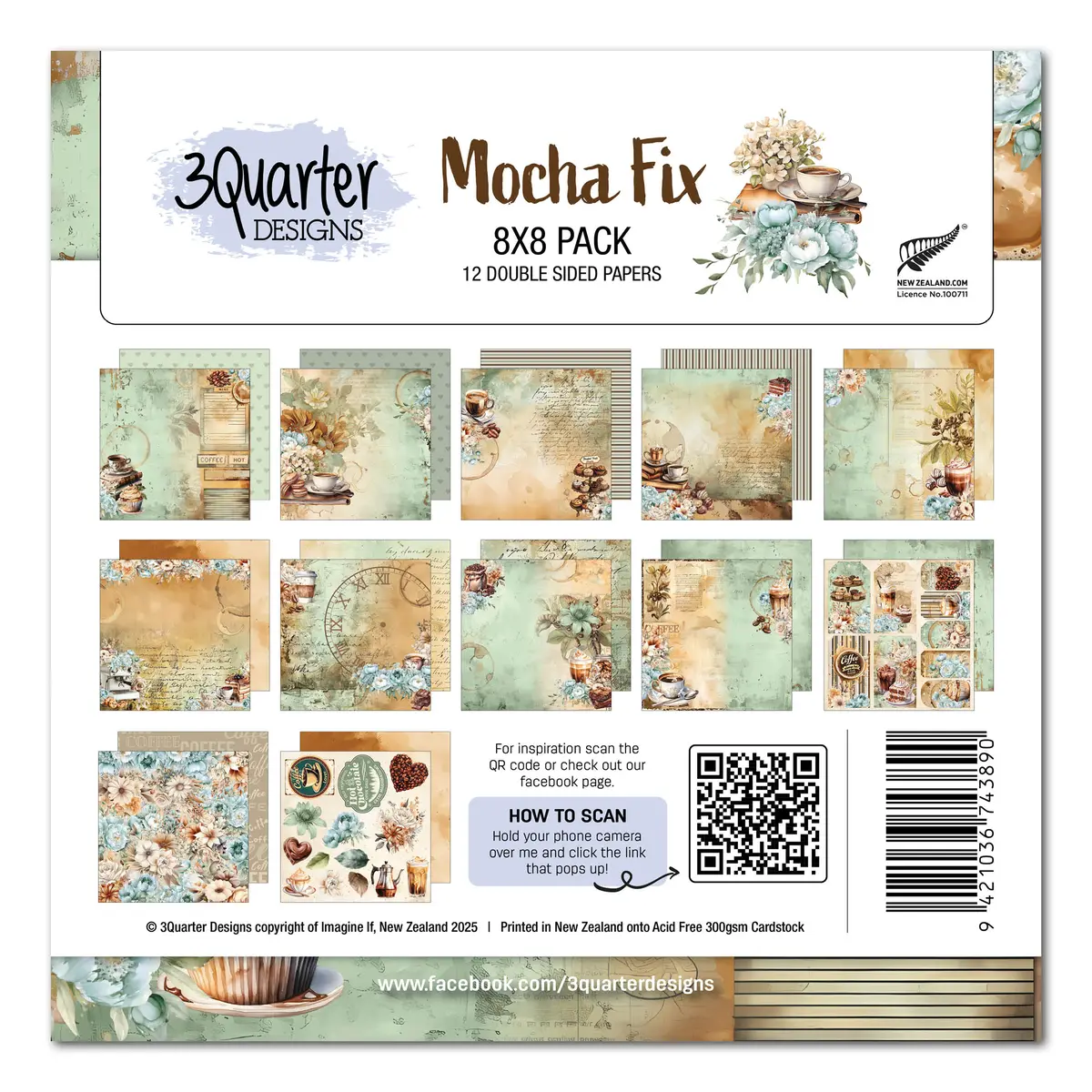 3Quarter Designs Mocha Fix 8X8 Paper Pack 1