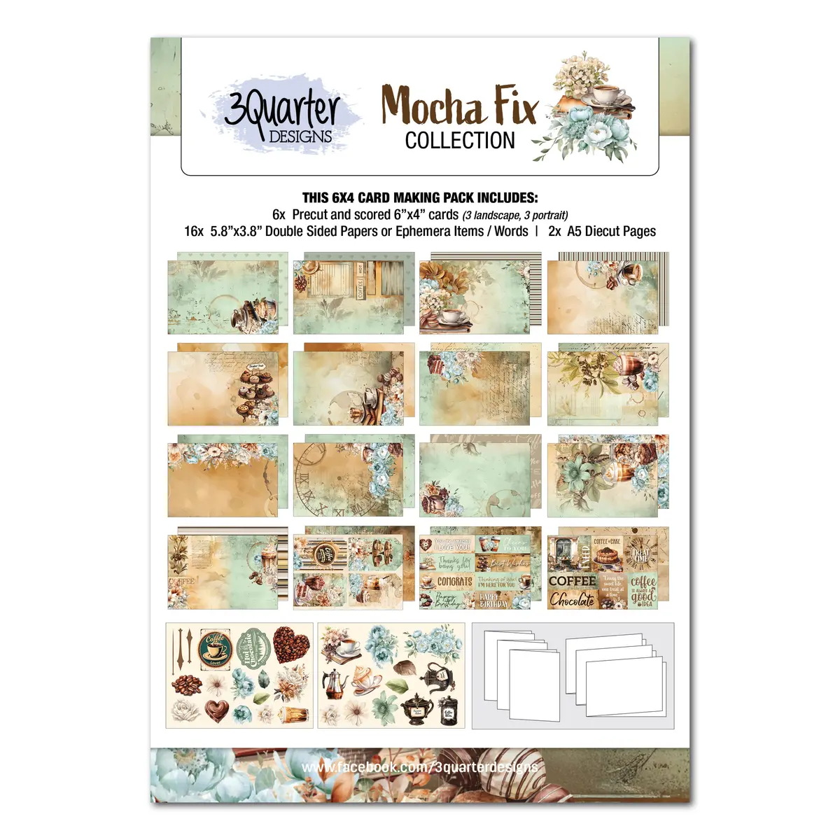 3Quarter Designs Mocha Fix 6X4 Card Pack 1