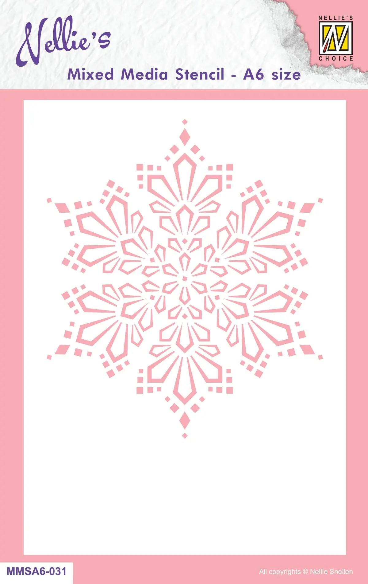 Nellie's Choice Mixed Media Stencil A6 Size - Christmas - Snow Crystal 1