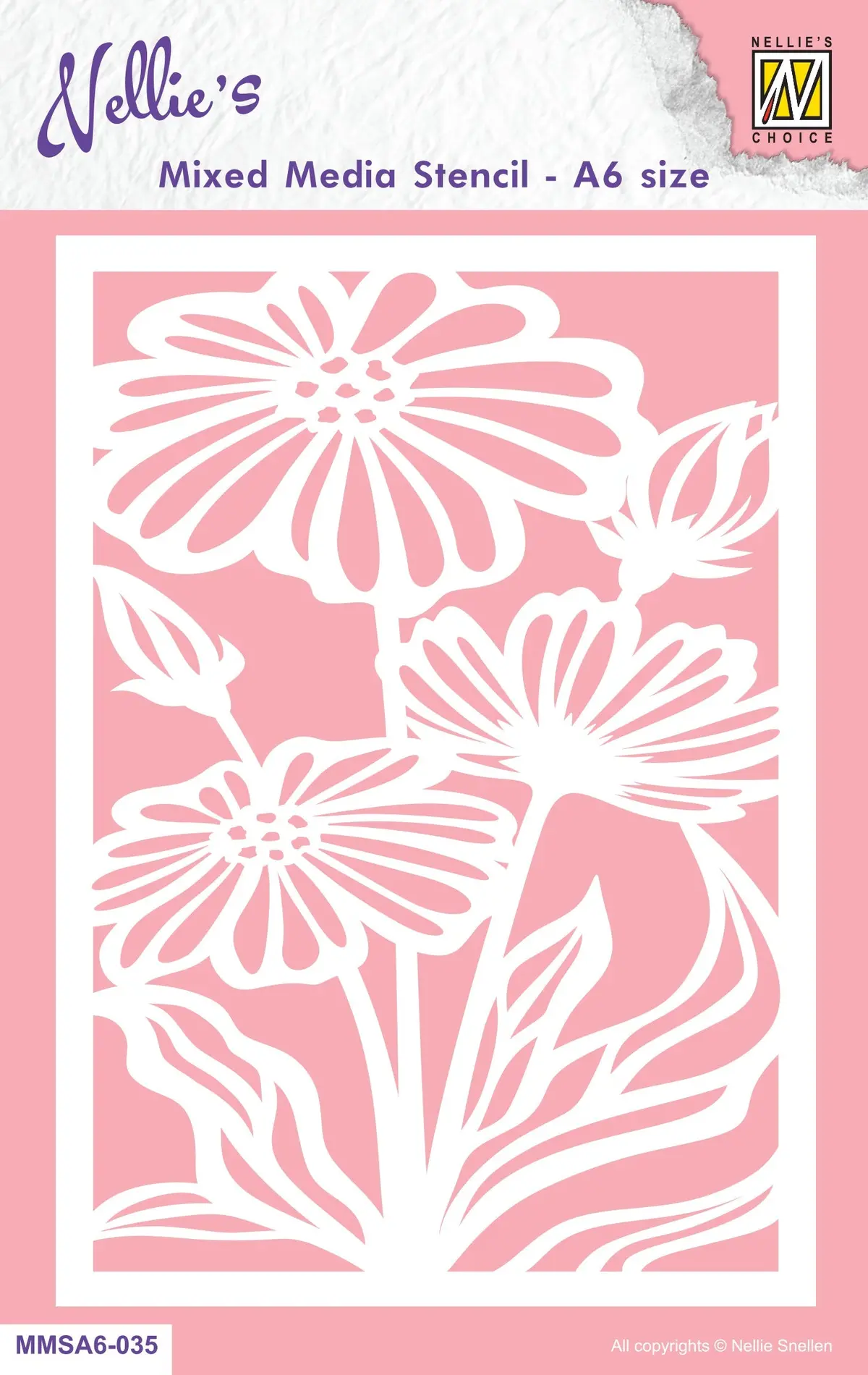 Nellie's Choice Mixed Media Stencil A6 Size - Flowers-2 1