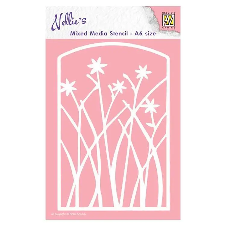 Nellie's Choice A6 Mixed Media Stencil Frame With Flowers 1