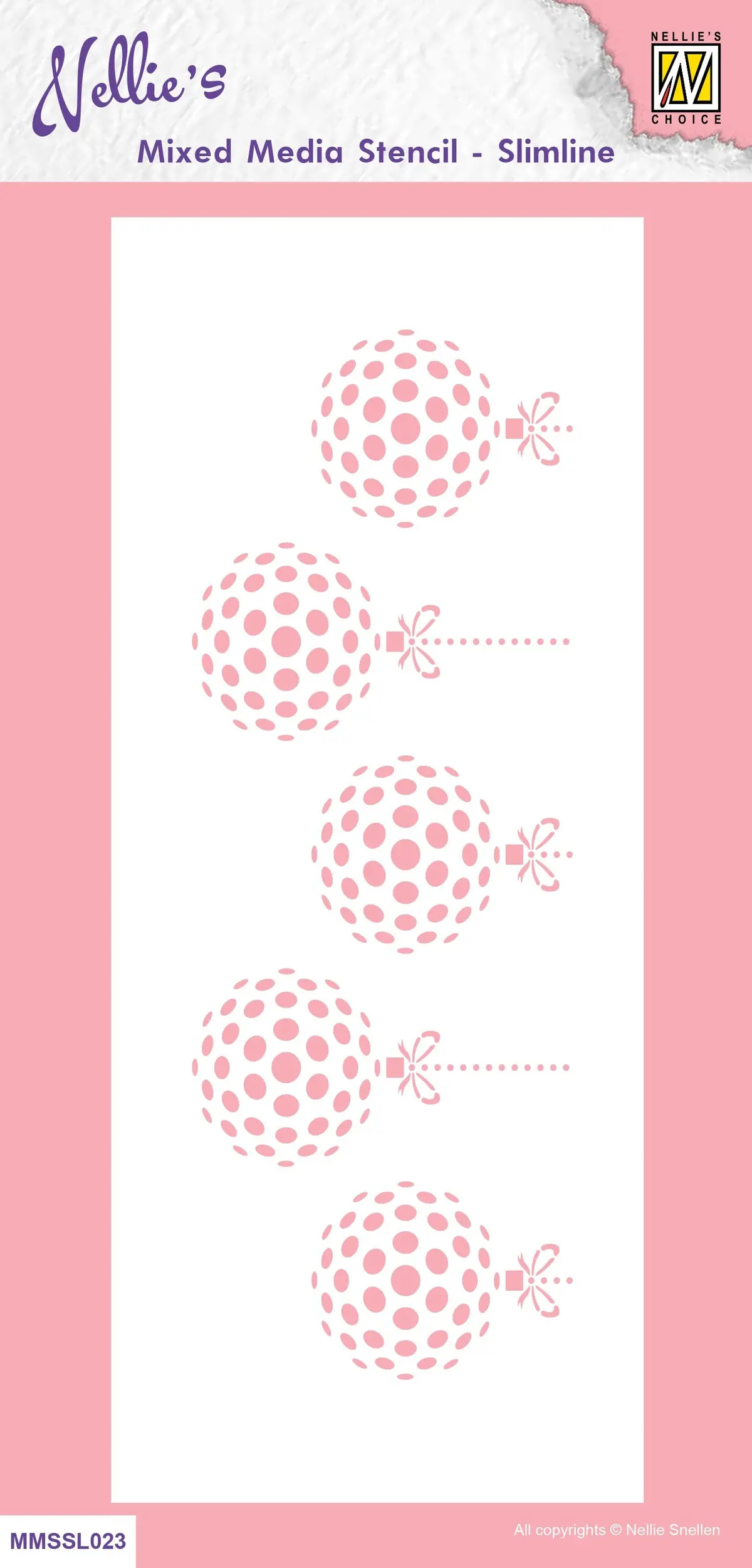 Nellie's Choice Mixed Media Stencil - Slim Line - Christmas Baubles 1