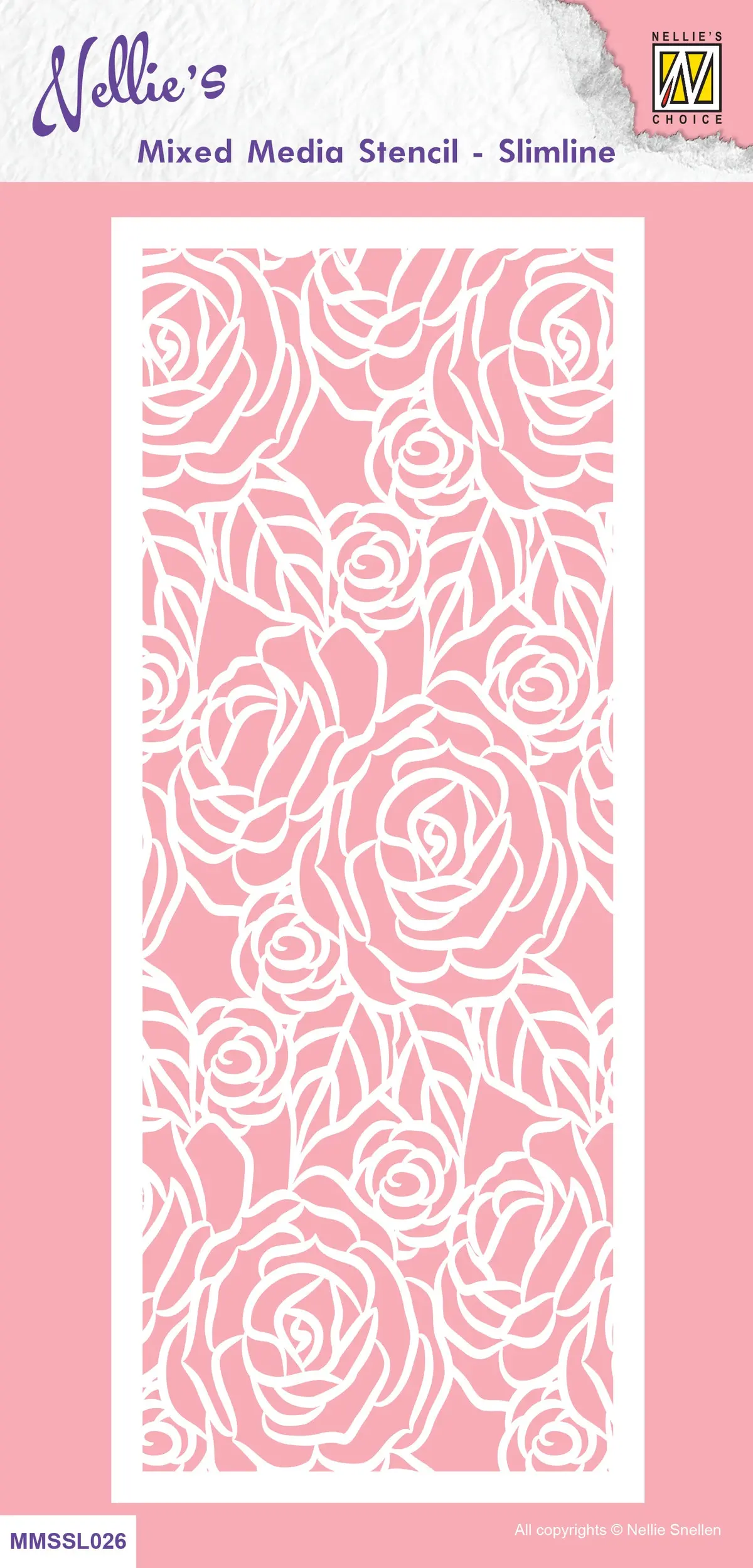 Nellie's Choice Mixed Media Stencil - Slimline - Roses 1