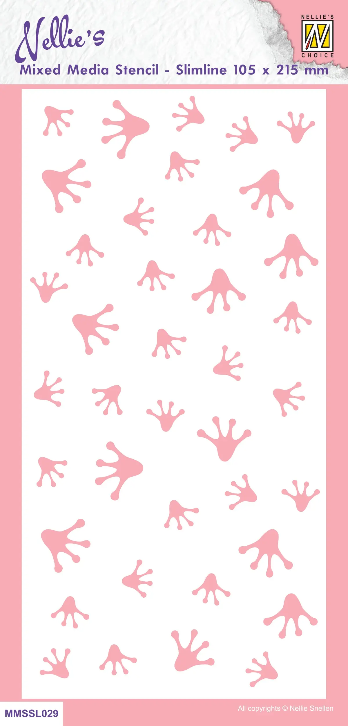 Nellie's Choice Mixed Media Stencil Slimline - Frog Series - Frog Footprints 1