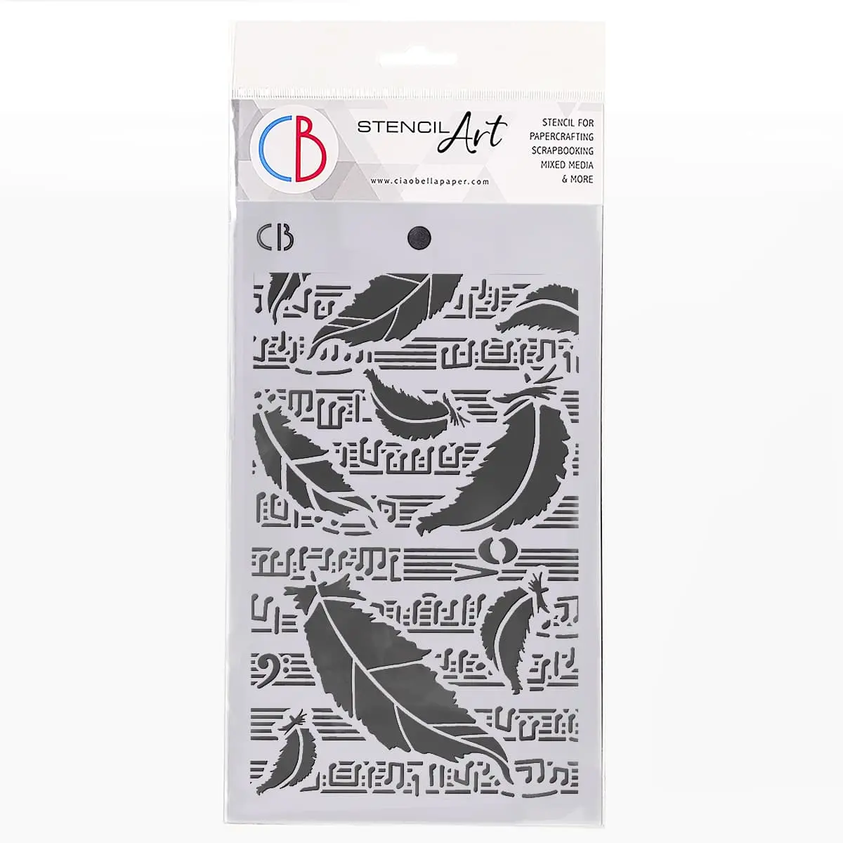 Ciao Bella Texture Stencil 5X8 Swan Feathers 1