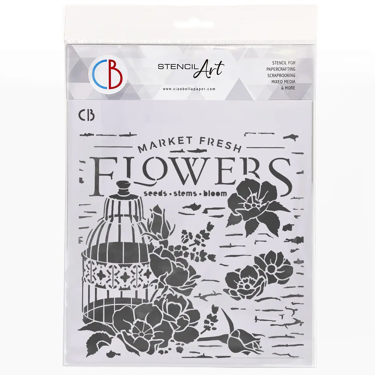 Ciao Bella Texture Stencil 8X8 Market Fresh Flowers 1