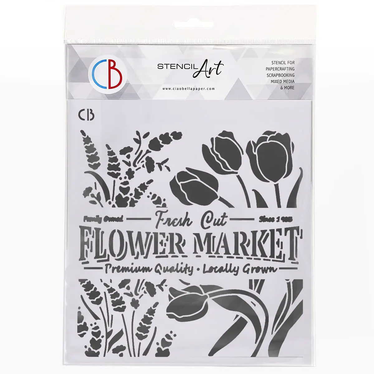 Ciao Bella Texture Stencil 8X8 Flower Market 1