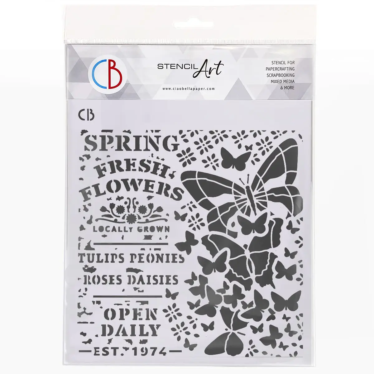 Ciao Bella Texture Stencil 8X8 Spring Fresh Flowers 1