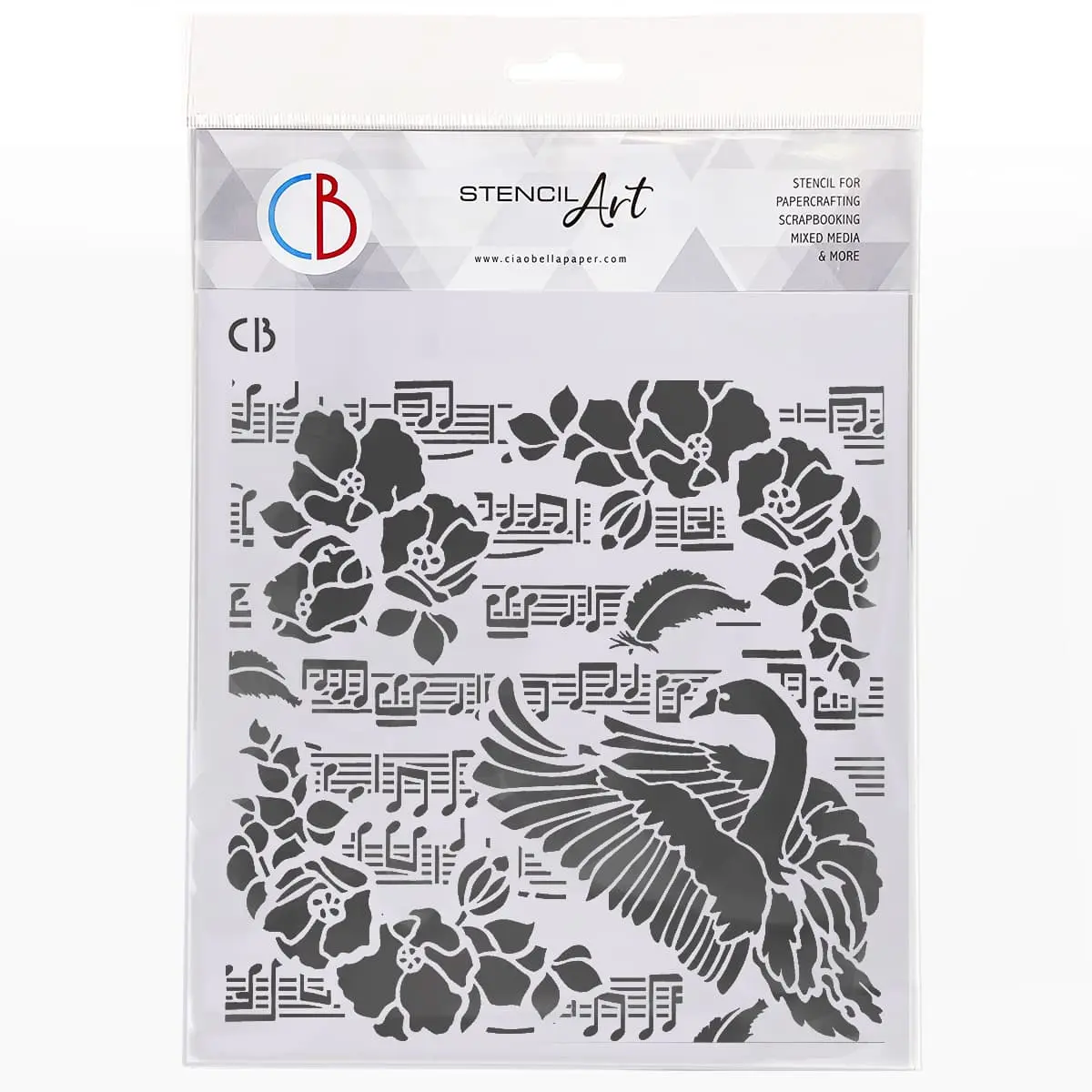 Ciao Bella Texture Stencil 8X8 Black Swan 1