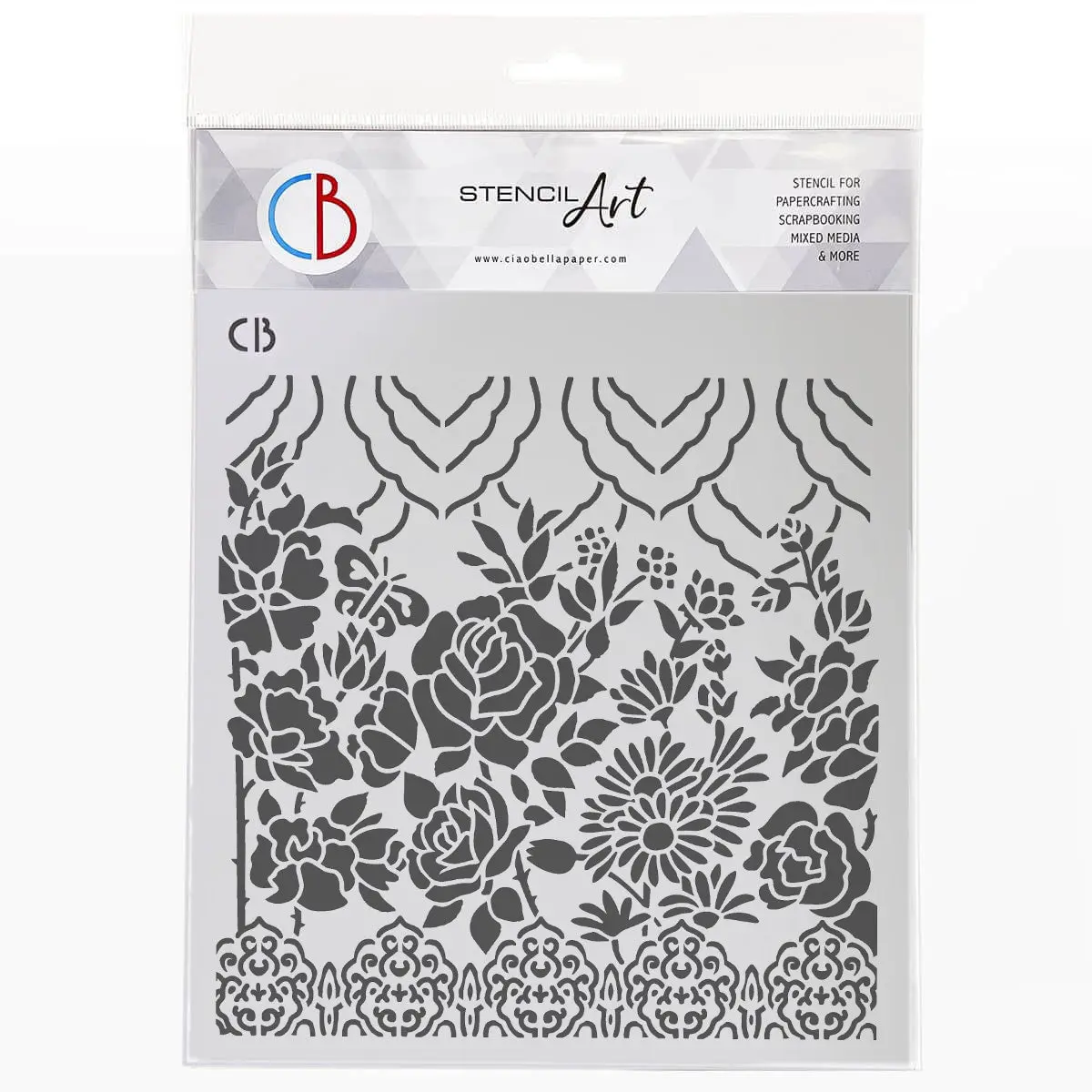 Ciao Bella Texture Stencil 8"X8" Enchanted Garden 1
