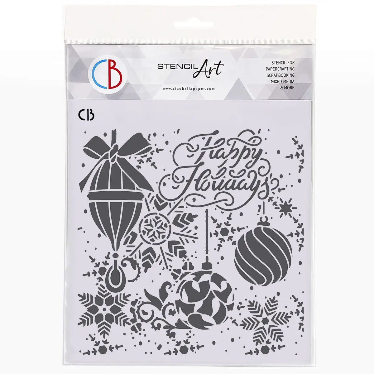 Ciao Bella Texture Stencil 8"X8" Happy Holidays 1