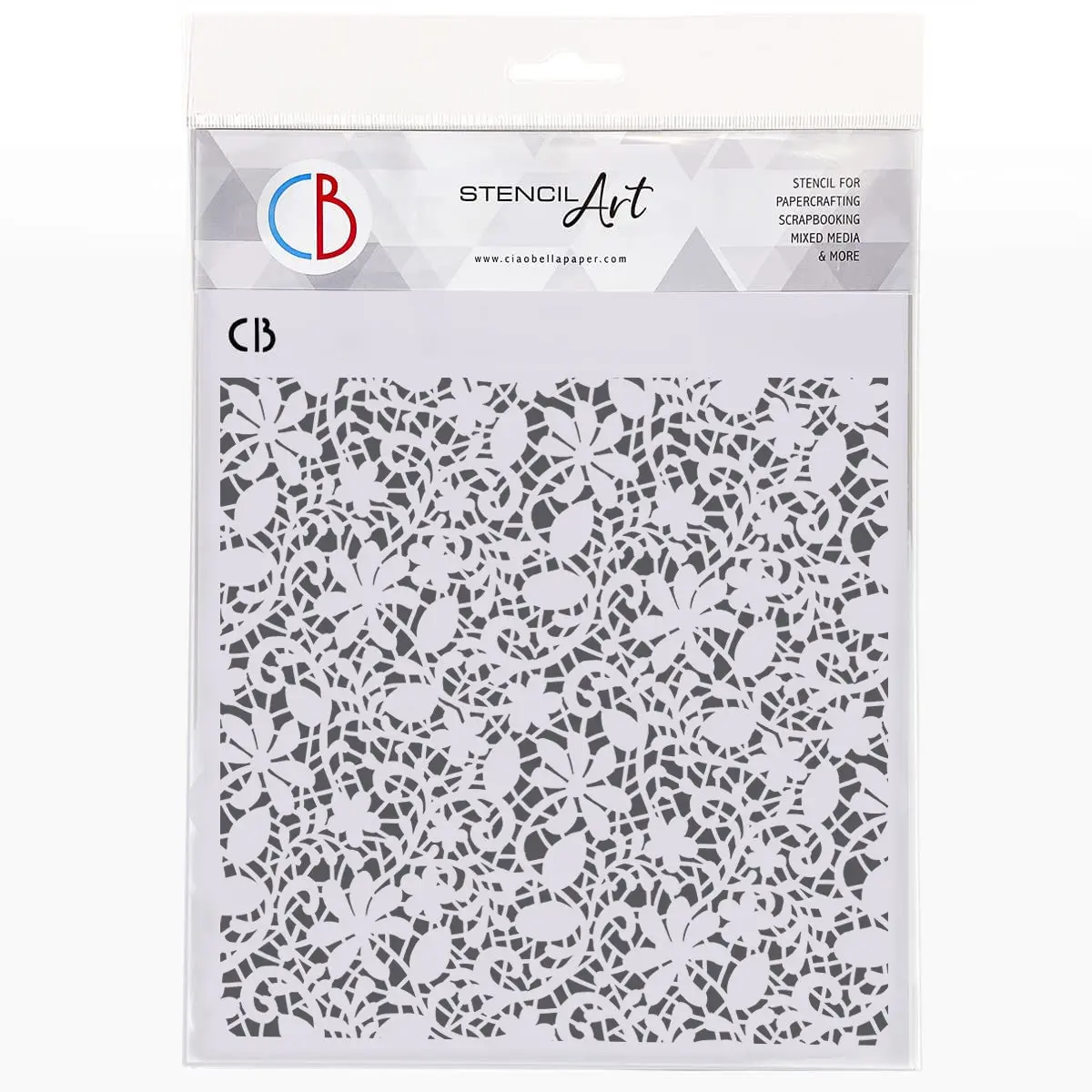Ciao Bella Texture Stencil 8"X8" Floral Lace 1