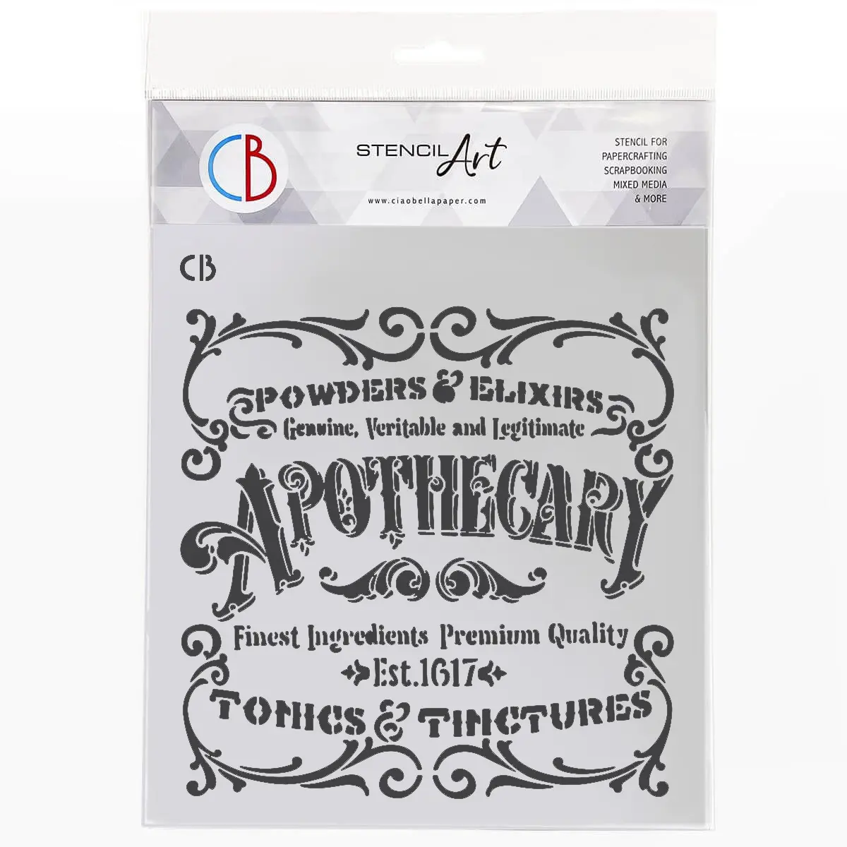 Texture Stencil 8"X8" Apothecary Old Sign 1