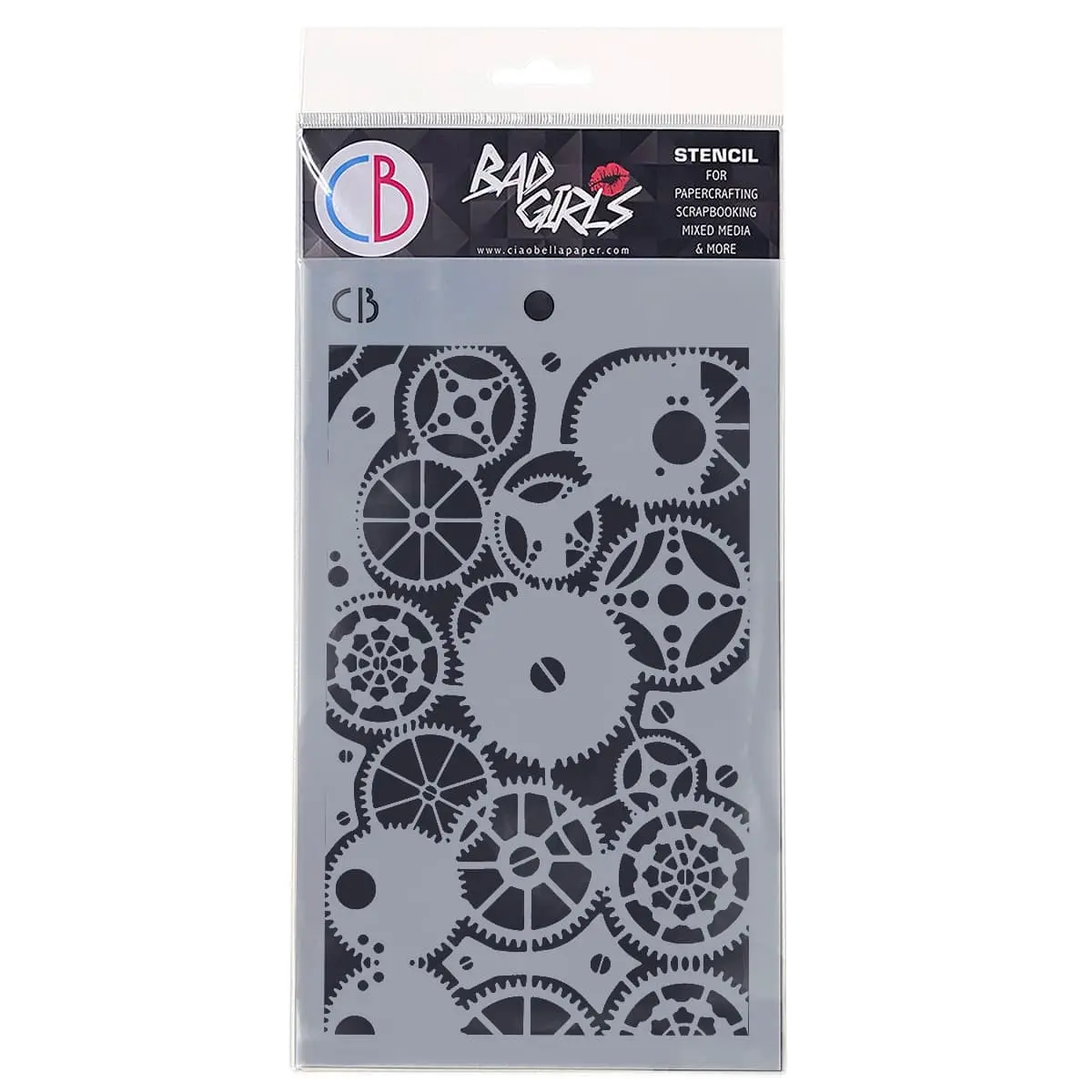 Ciao Bella Texture Stencil 5"X8" Clock Gears 1
