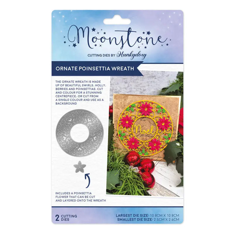 Moonstone Dies - Ornate Poinsettia Wreath 1