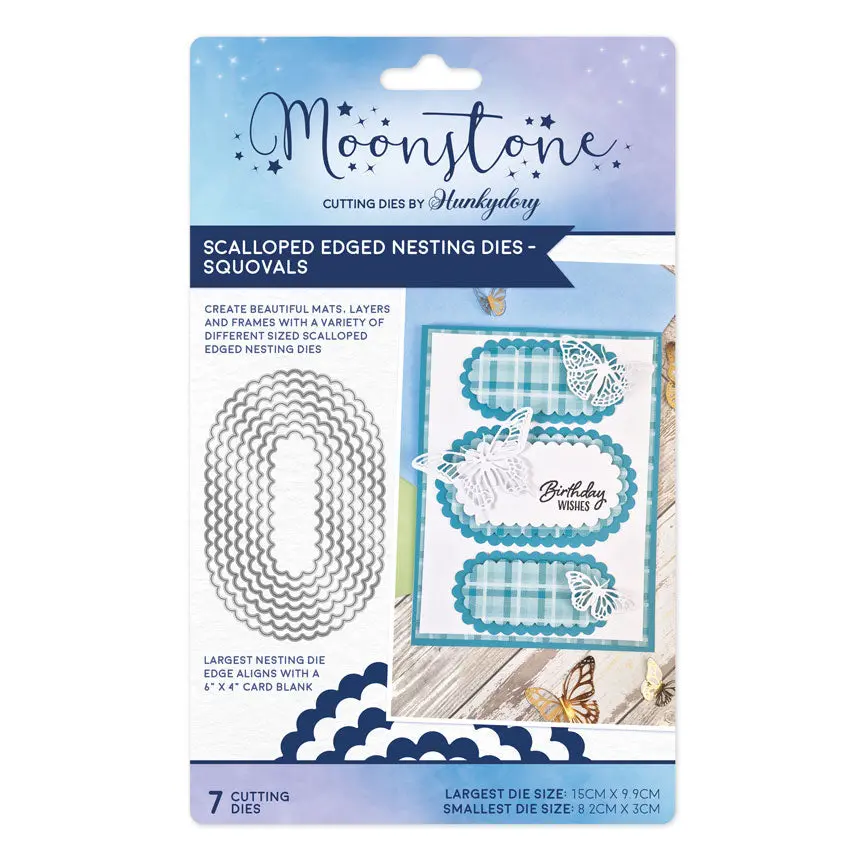 Moonstone Dies - Scalloped Edged Nesting Dies - Squovals 1