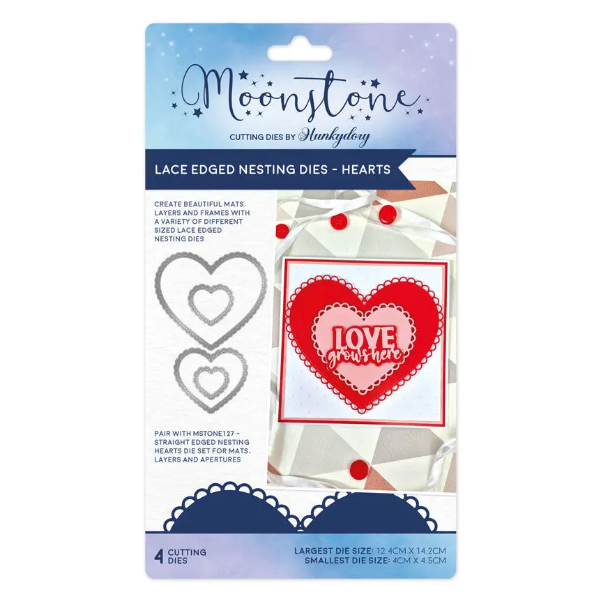 Moonstone Dies - Laced Edged Nesting Dies - Hearts 1