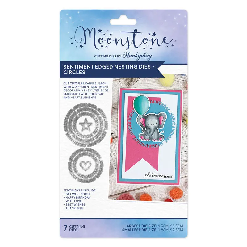 Moonstone Dies - Sentiment Edged Nesting Dies - Circles 1