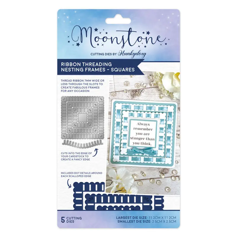 Moonstone Dies - Ribbon Threading Nesting Frames - Squares 1