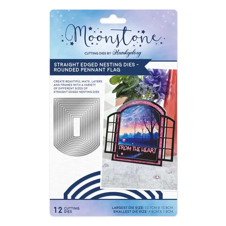 Moonstone Dies - Straight Edged Nesting Dies - Rounded Pennant Flag 1