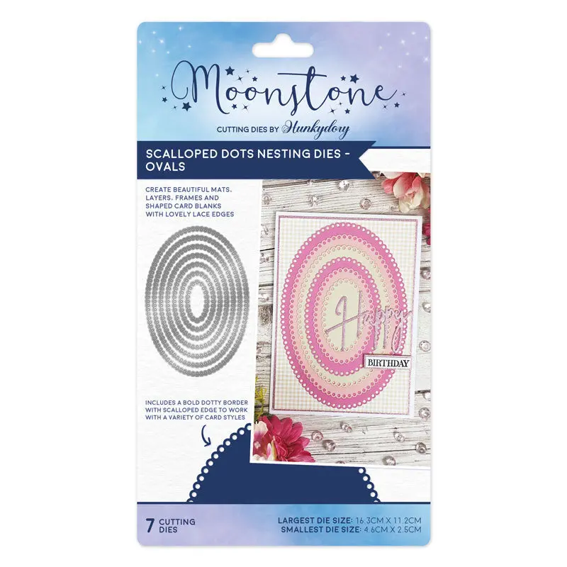 Moonstone Dies - Scalloped Dots Nesting Dies - Ovals 1