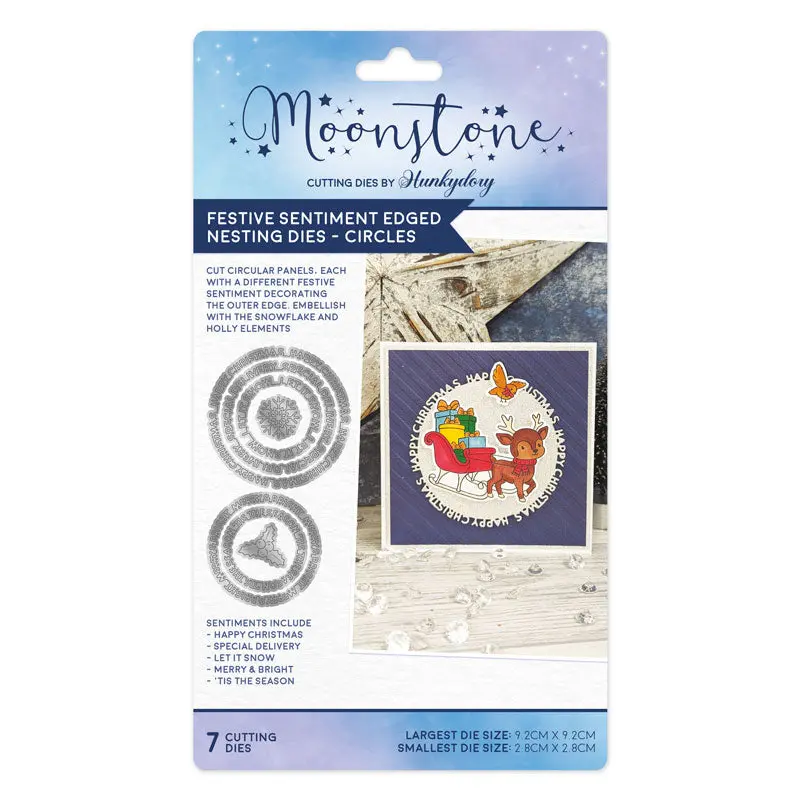Moonstone Dies - Festive Sentiment Edged Nesting Dies - Circles 1