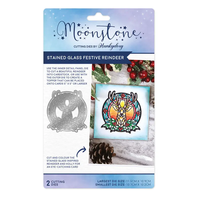 Moonstone Dies - Stained Glass Festive Reindeer 1