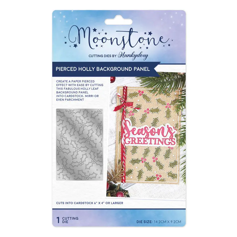 Moonstone Dies - Pierced Holly Background Panel 1