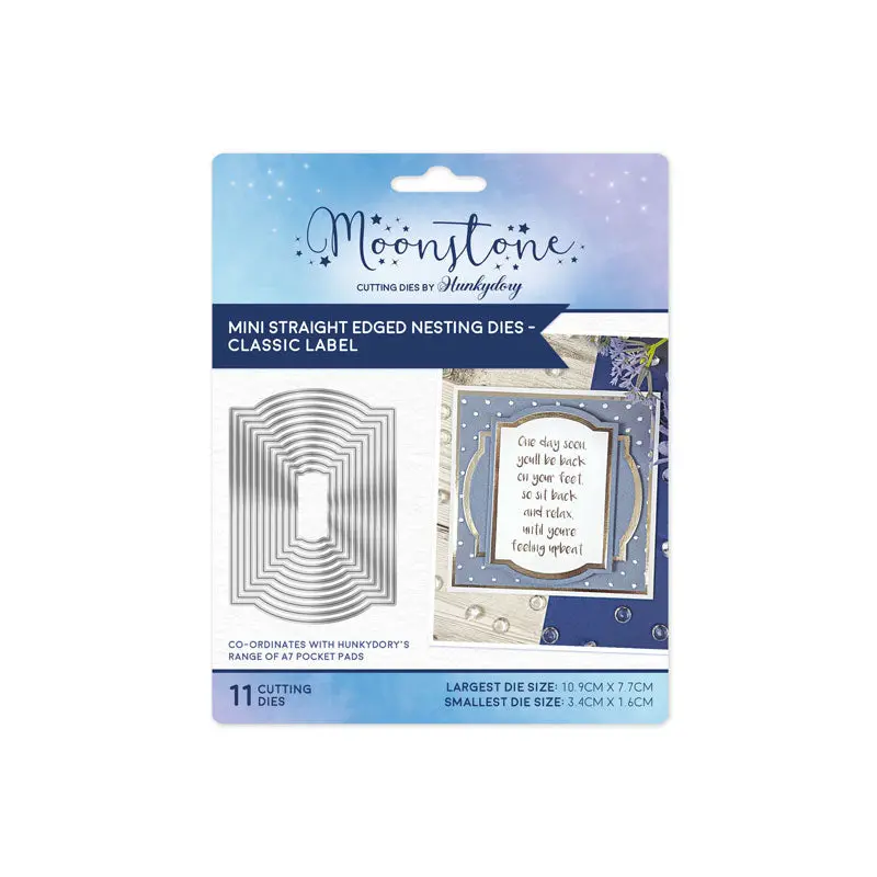 Moonstone Dies - Mini Straight Edged Nesting Dies - Classic Label 1