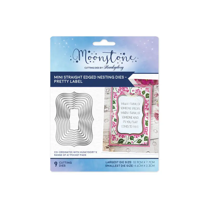 Moonstone Dies - Mini Straight Edged Nesting Dies - Pretty Label 1