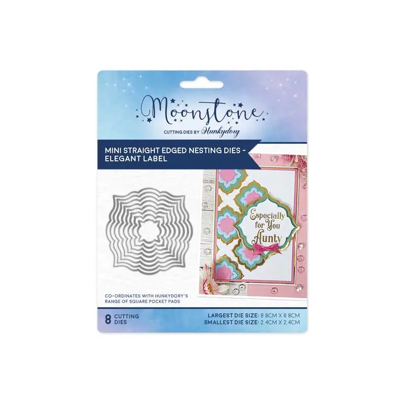 Moonstone Dies - Mini Straight Edged Nesting Dies - Elegant Label 1