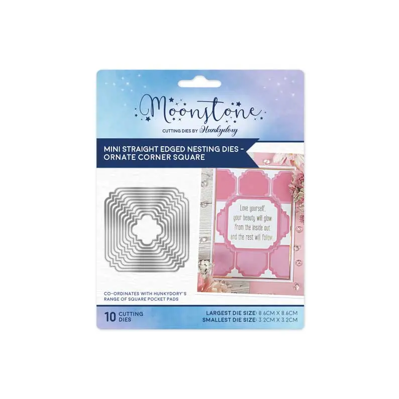 Moonstone Dies - Mini Straight Edged Nesting Dies - Ornate Corner Square 1