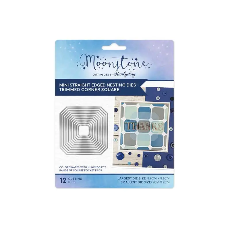 Moonstone Dies - Mini Straight Edged Nesting Dies - Trimmed Corner Square 1