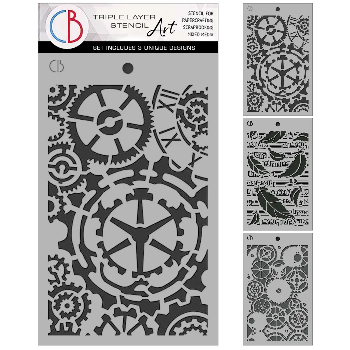 Stencil Mix 5"X8"– Triple Layer Set (3 Unique Designs) 1