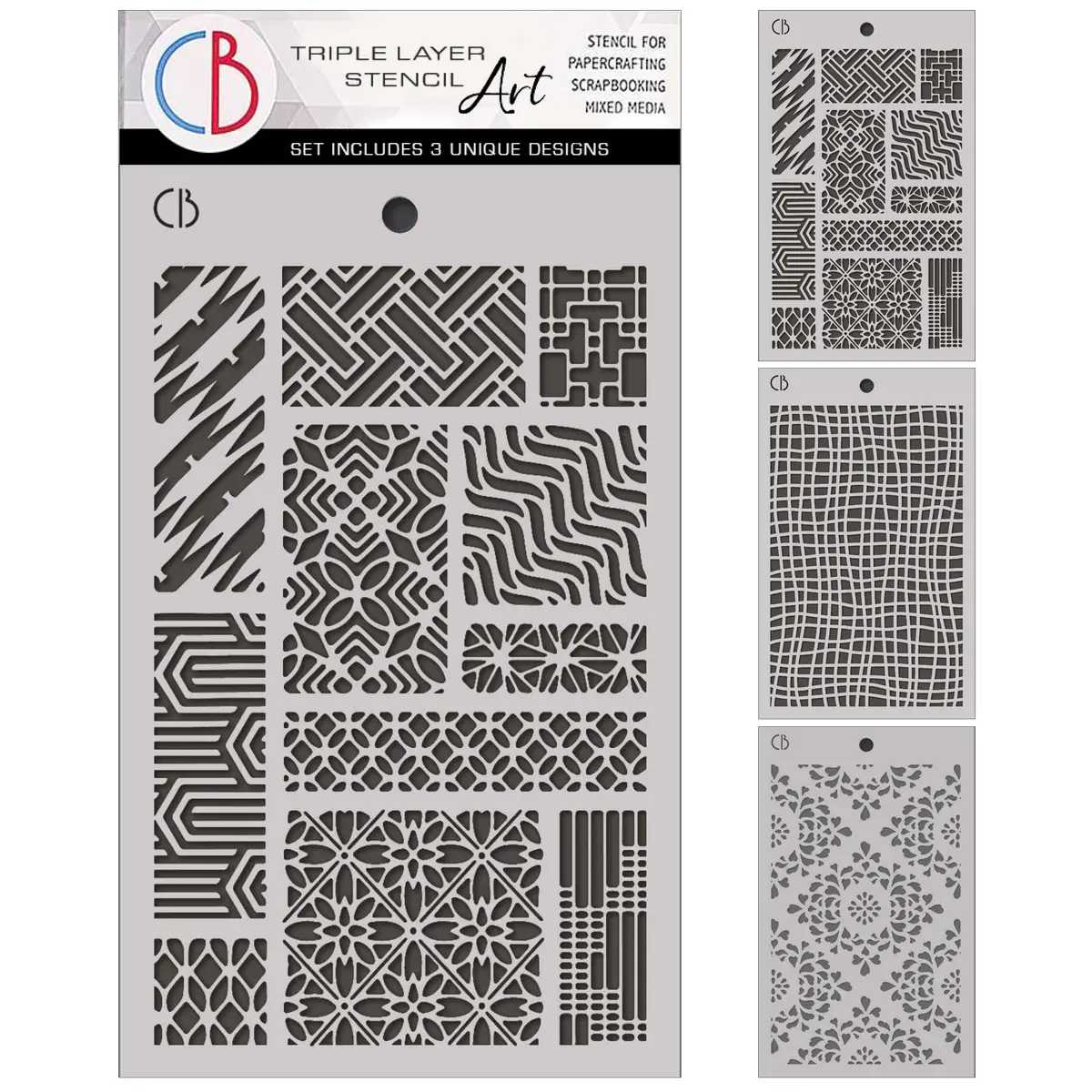 Stencil Mix 5"X8"– Triple Layer Set (3 Unique Designs) 1