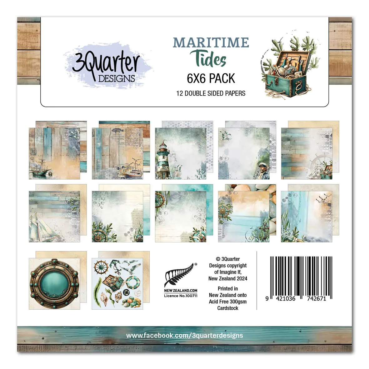 3Quarter Designs Maritime Tides 6X6 Paper Pack 1