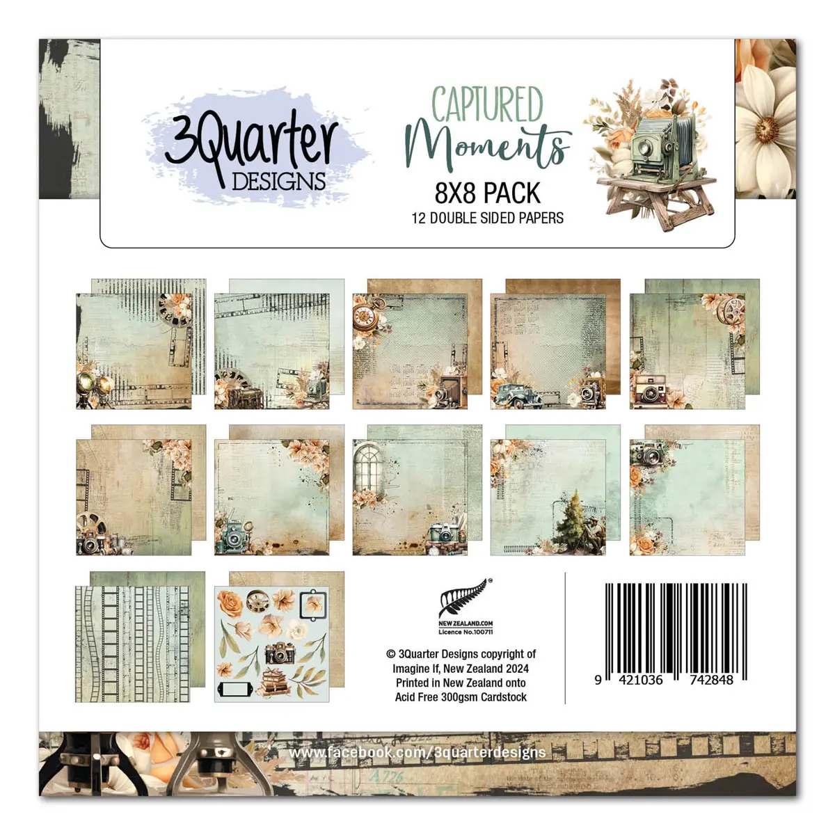 3Quarter Designs Captured Moments 8X8 Paper Pack 1