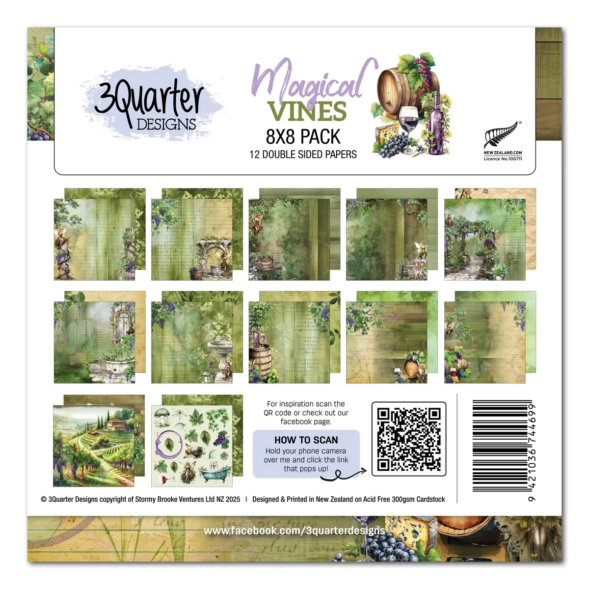 3Quarter Designs Magical Vines 8X8 Paper Pack 1