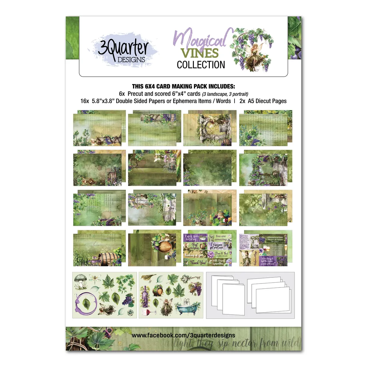 3Quarter Designs Magical Vines  6X4 Card Pack 1