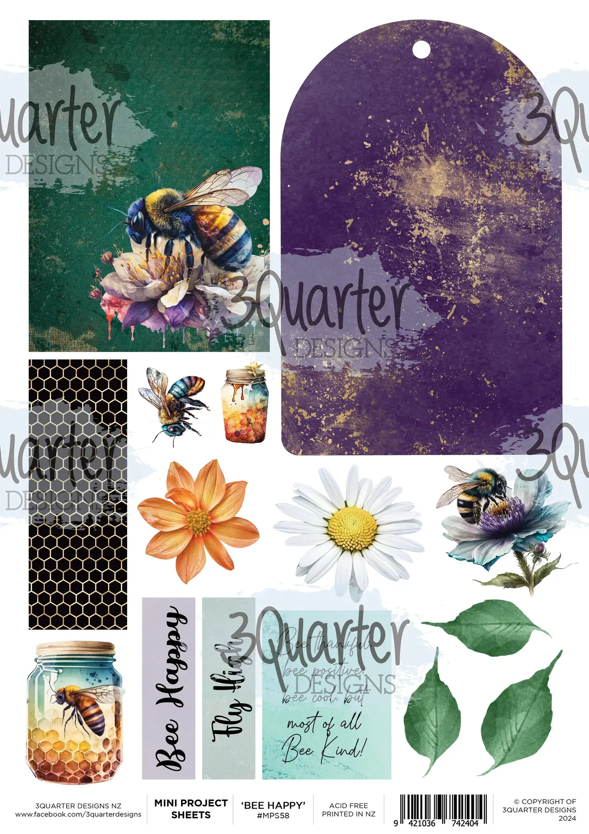 3Quarter Designs Bee Happy - Mini Project Sheet 1