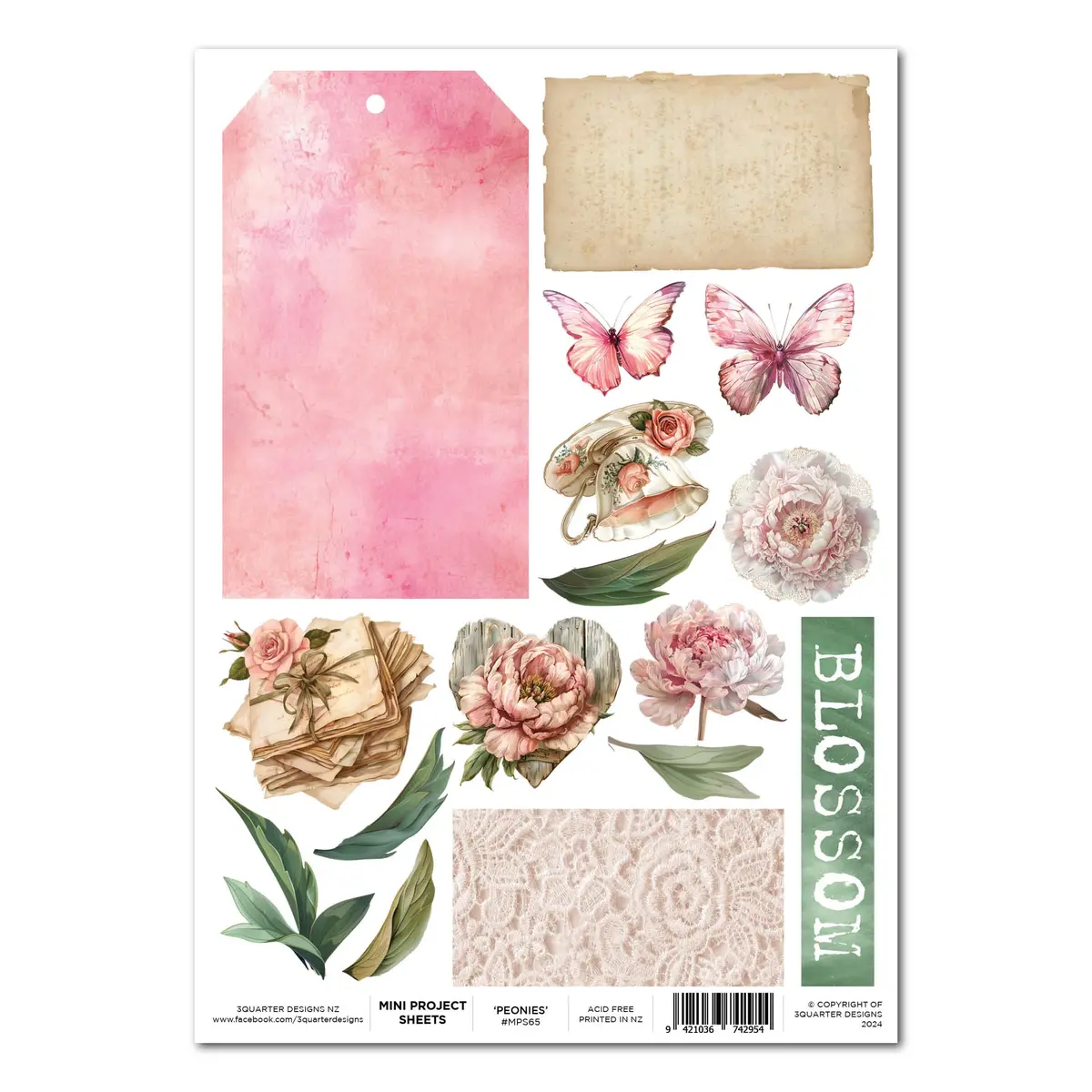 3Quarter Designs Blossoming Peonies - Mini Project Sheet 1
