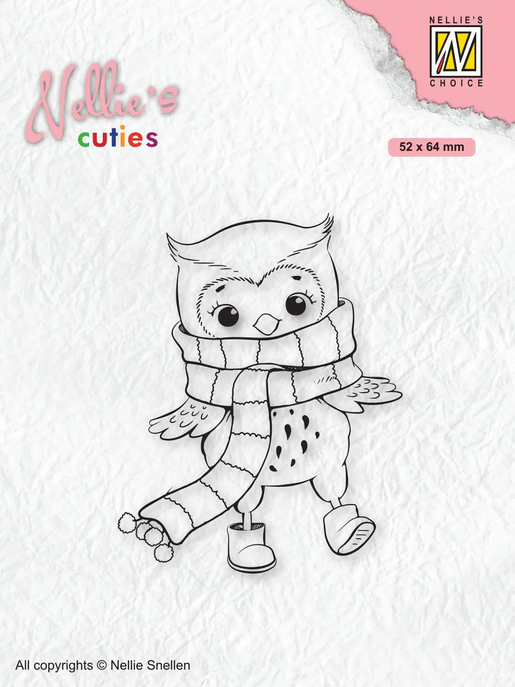 Nellie's Choice Clear Stamp Christmas Cuties Owl With Winter-Scarf 1