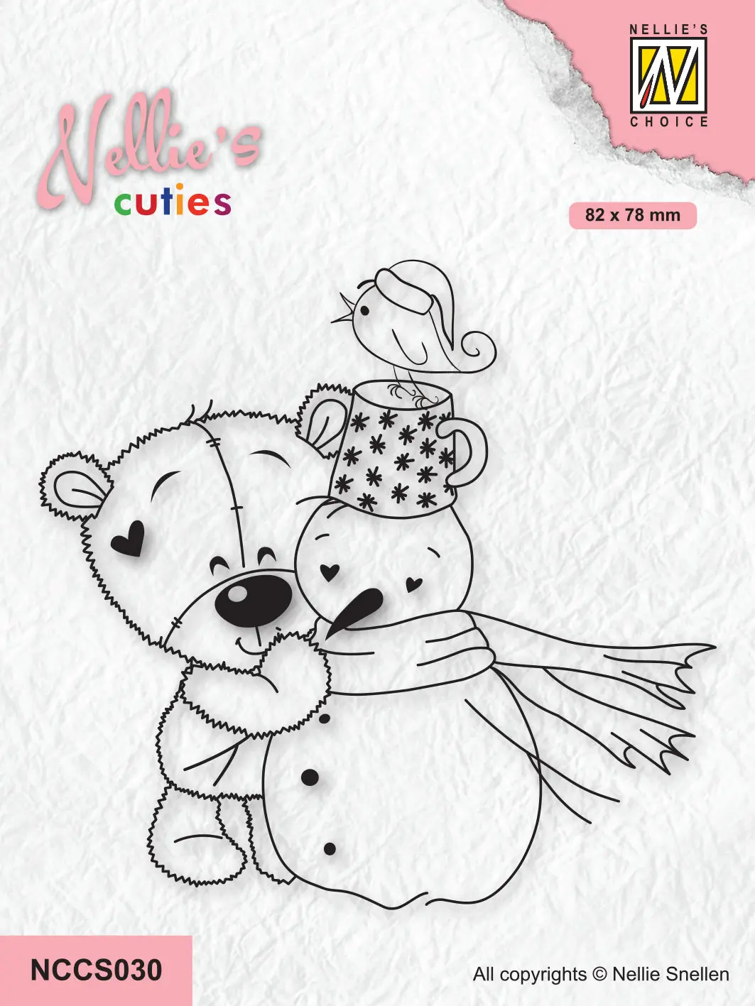 Nellie's Choice Clear Stamp Nellie's Christmas Cuties - Bear With Snowman 1