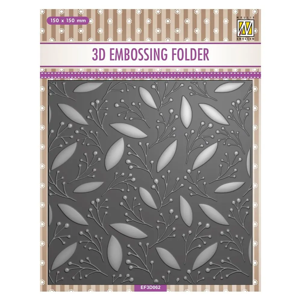 3D Embossing Folder Square - Leaves & Berries 1