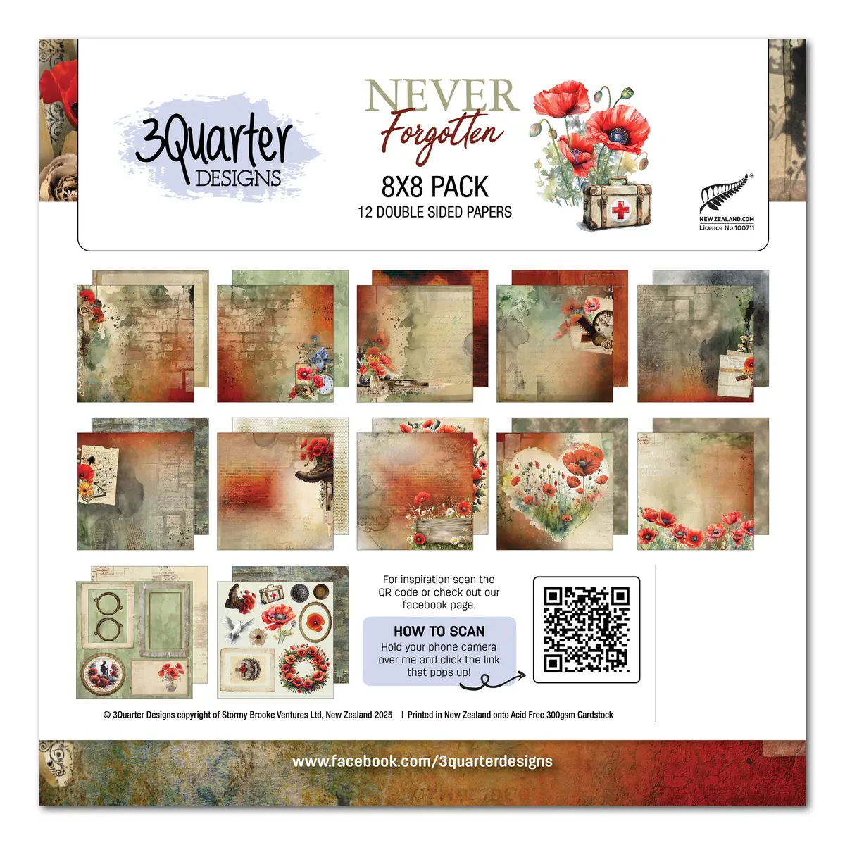 3Quarter Designs Never Forgotten 8X8 Paper Pack 1