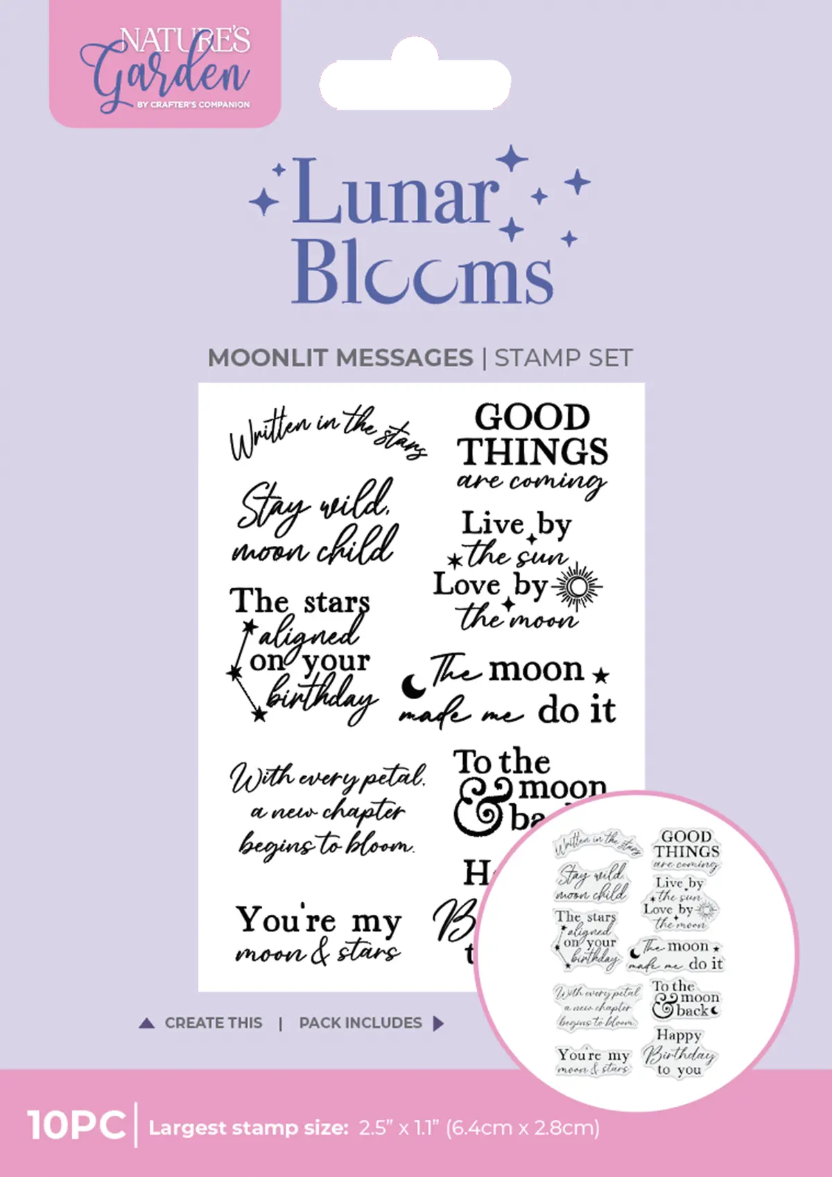 Natures Garden Lunar Blooms Clear Acrylic Stamp - Moonlit Messages 1